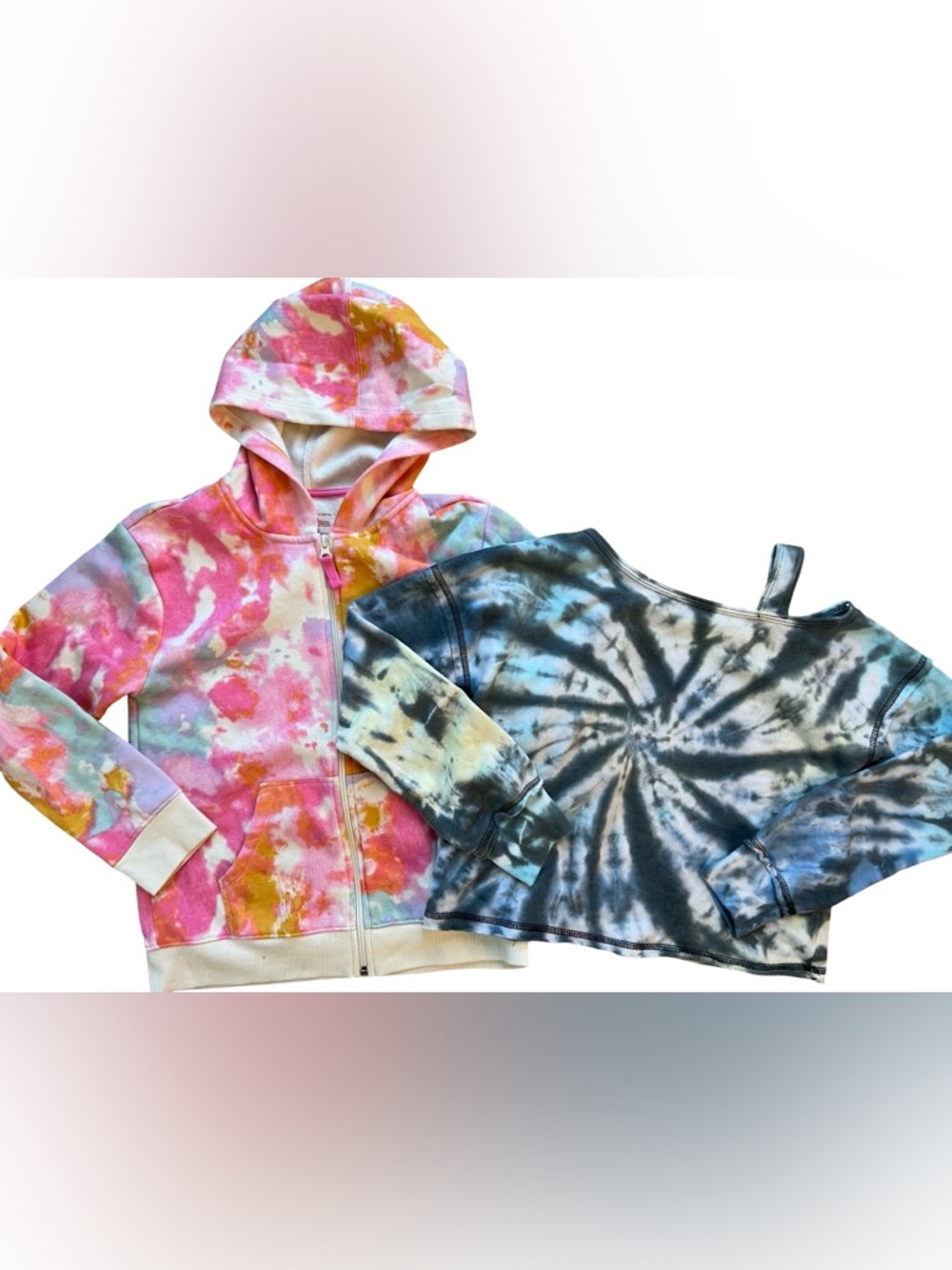 Girls Size Large 10/12 Tie Dye Hoodie & Sweatshirt Bundle 2pc